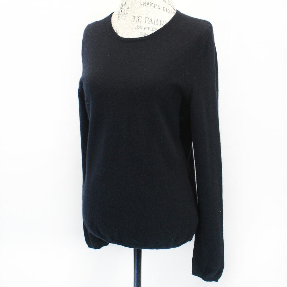 Sutton Studio Black Sweater Pullover 100% Cashmere Crew-Neck Cozy Minimalist XL